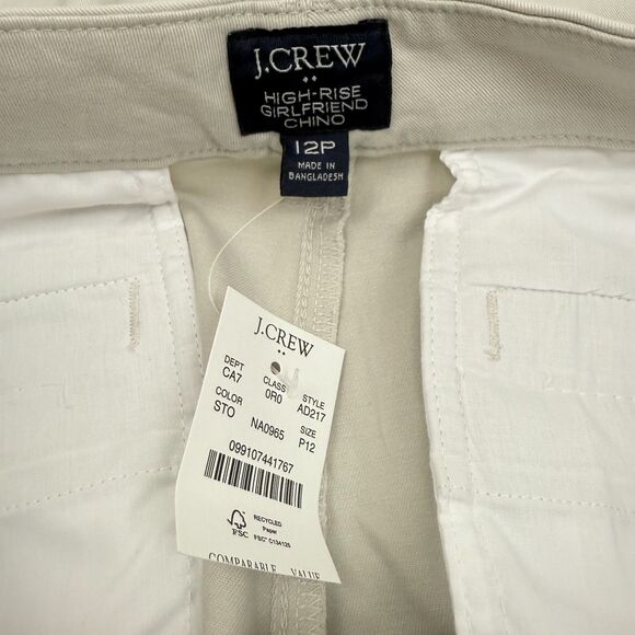 J.CREW High Rise Girlfriend Chino Pant Petite 12 12P Stone Straight Leg B1 - Picture 5 of 6